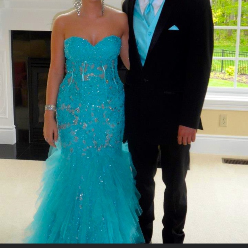 Jovani Blue Mermaid Prom Dress